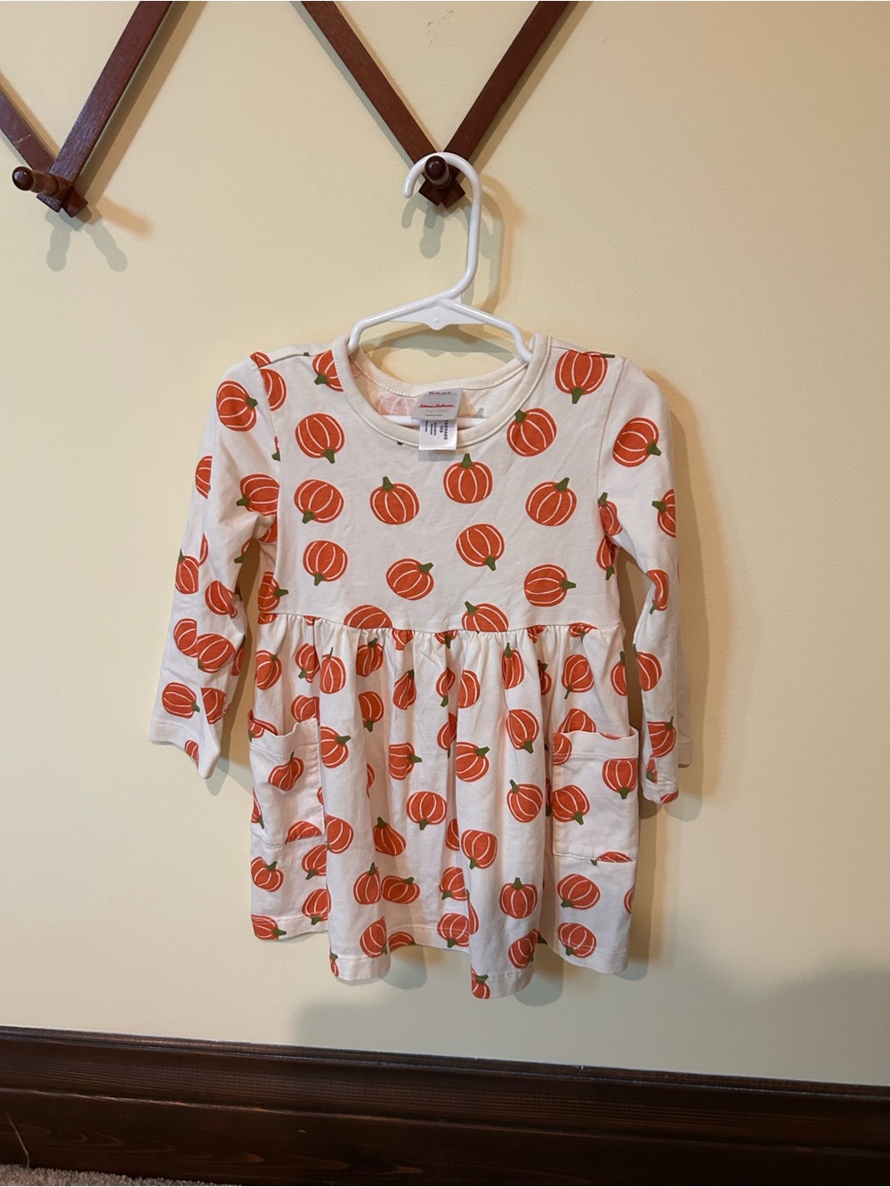 Hanna Andersson Cream Dress with Orange Pumpkin Print